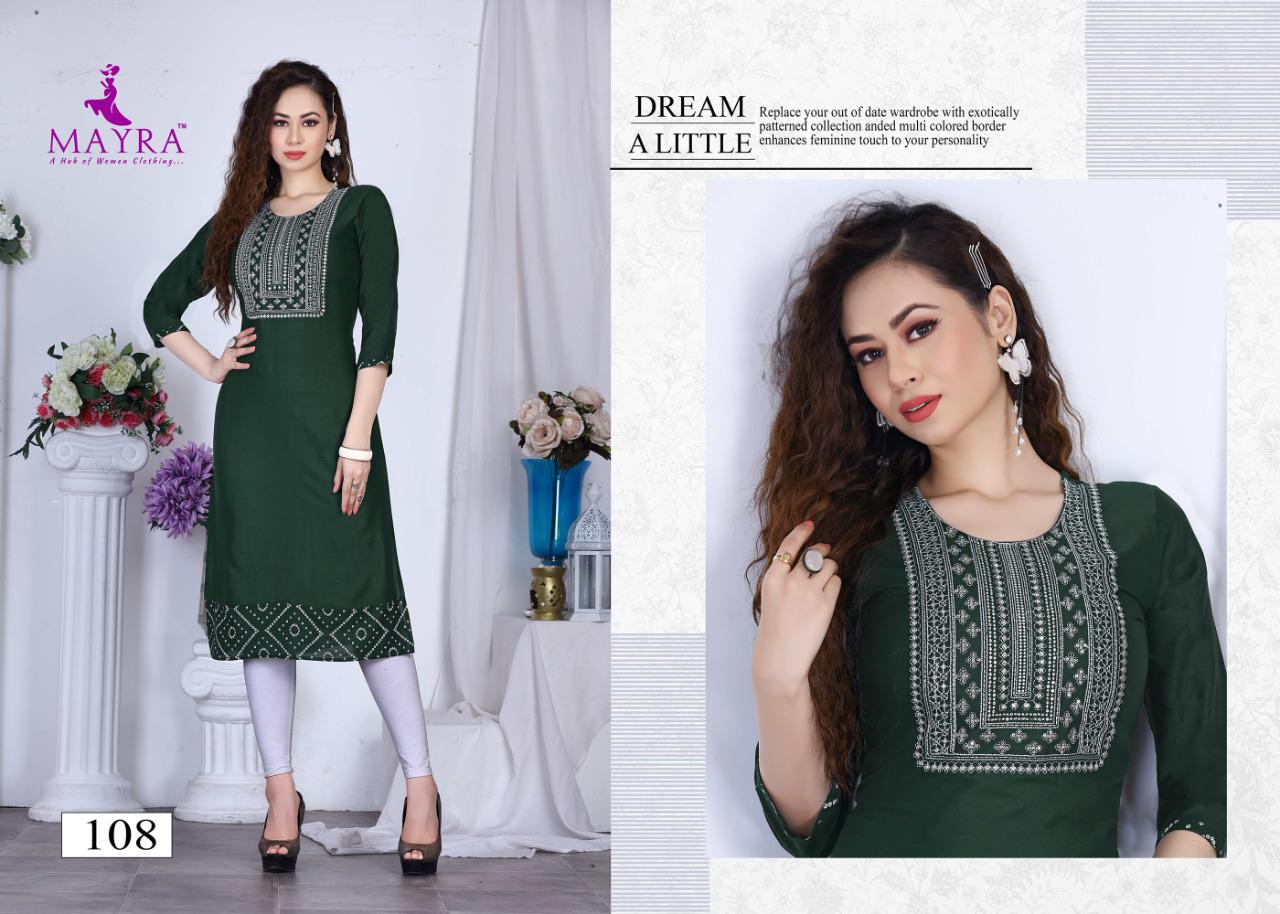 Mayra Kinjal Ethnic Wear Rayon Designer Latest Kurti Collection